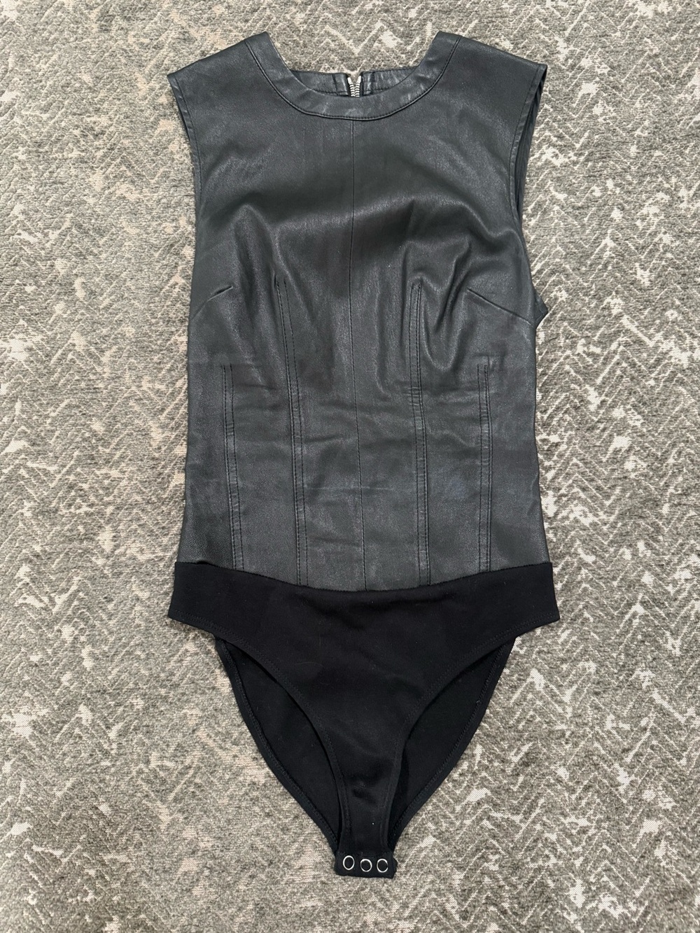 RtA 100% Lambskin Leather Sleeveless Bodysuit XS Black
